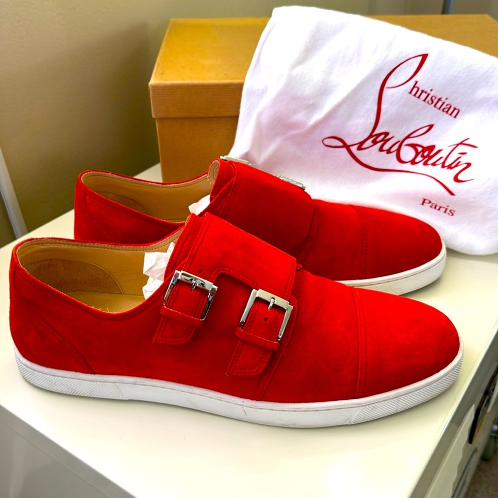 Christian Louboutin Red Double Strap Loafers